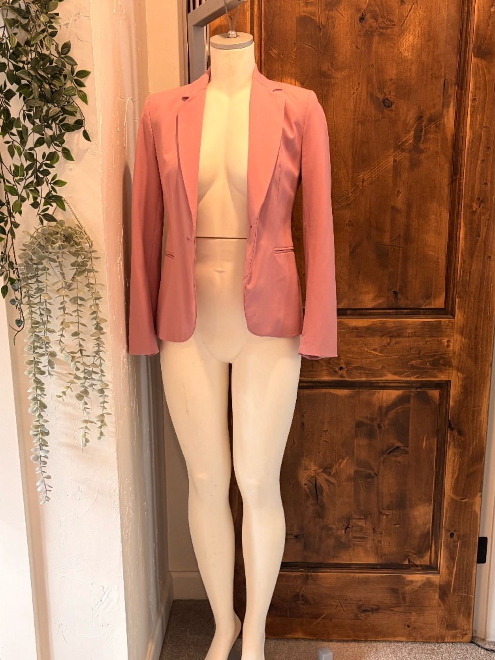 ZARA Soft Pink Tailored Blazer with Satin Lining – Size 4